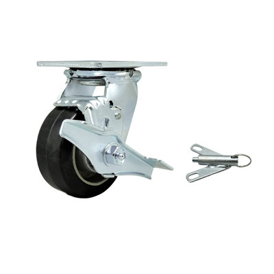 4 Inch Rubber on Aluminum Caster with Ball Bearing and Brake/Swivel Lock SCC|SCC-30CS420-RAB-TLB-BSL