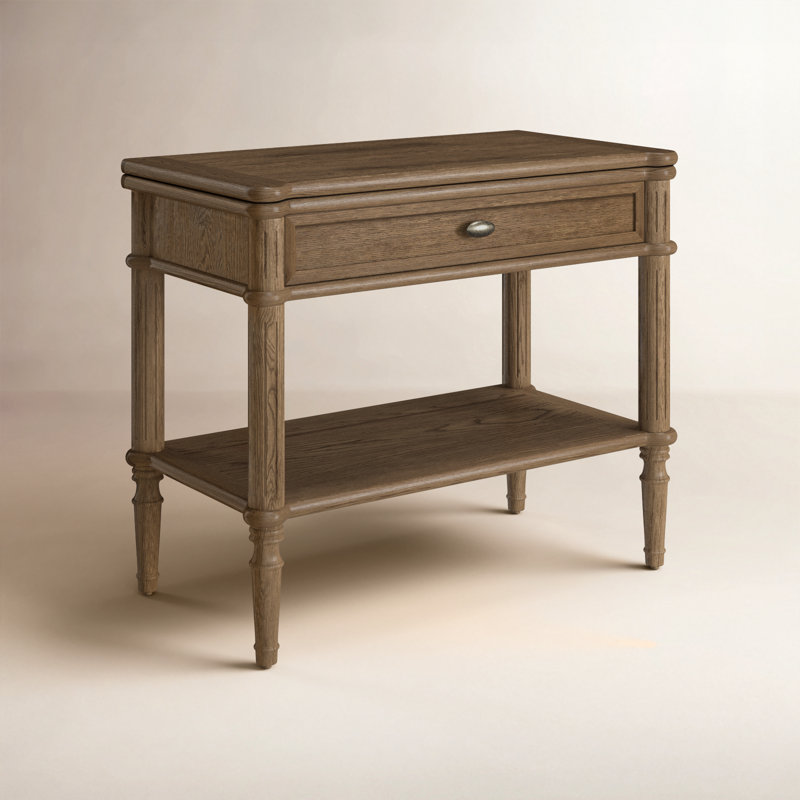 Toulouse 1 - Drawer Solid Wood Nightstand, Toasted Oak Veneer