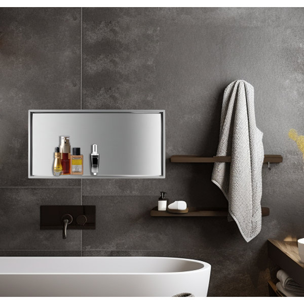 ALFI ALFI brand 8 x 36 Polished Stainless Steel Vertical Triple Shelf Bath Shower  Niche at