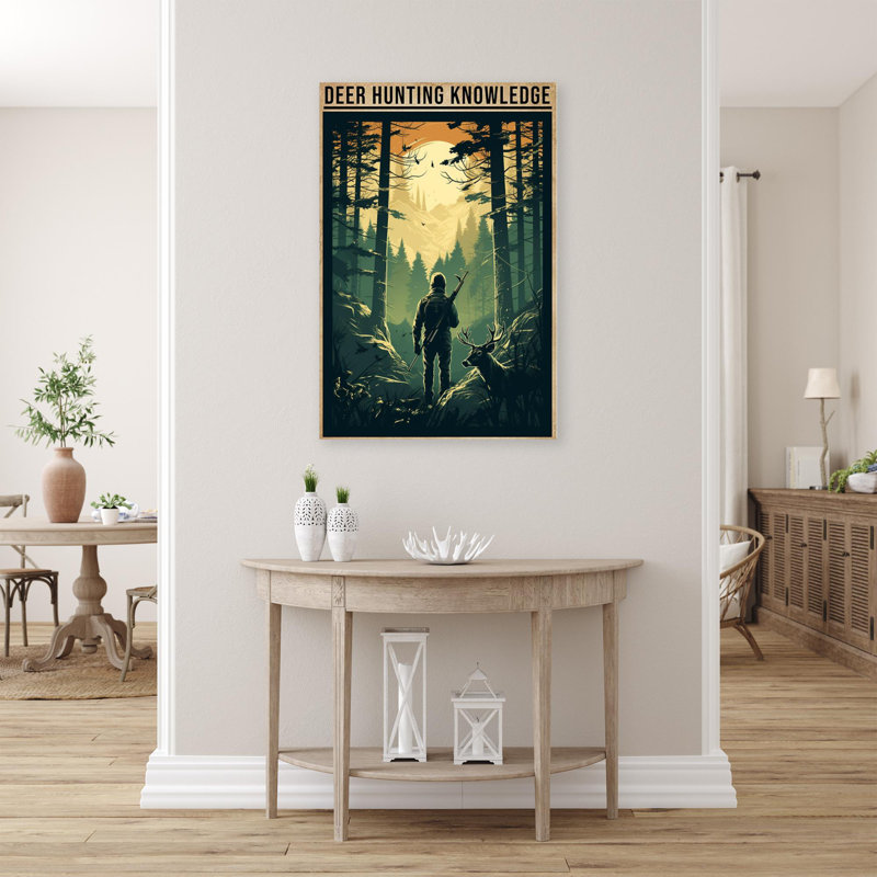 «Deer Hunting Connaissances», reproduction d'art graphique sur toile tendue, L 24 po x H 36 po