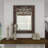 Eberhart Wood Vintage Inspired Acanthus Scroll Floral Brown Wall Mirror with Distressed Cream Accents