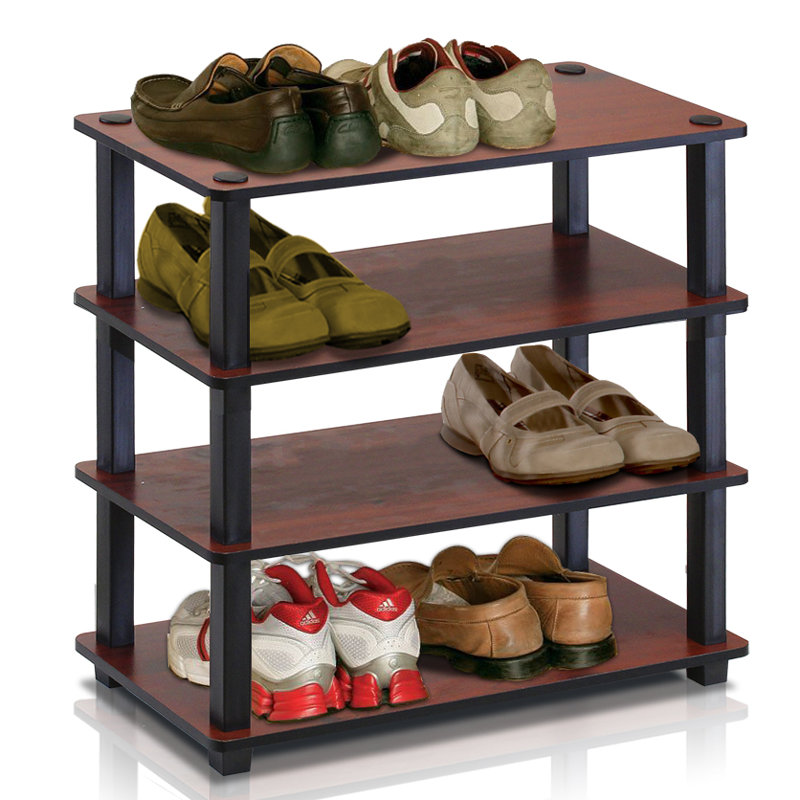 12 Pair Stackable Shoe Rack, Dark Cherry