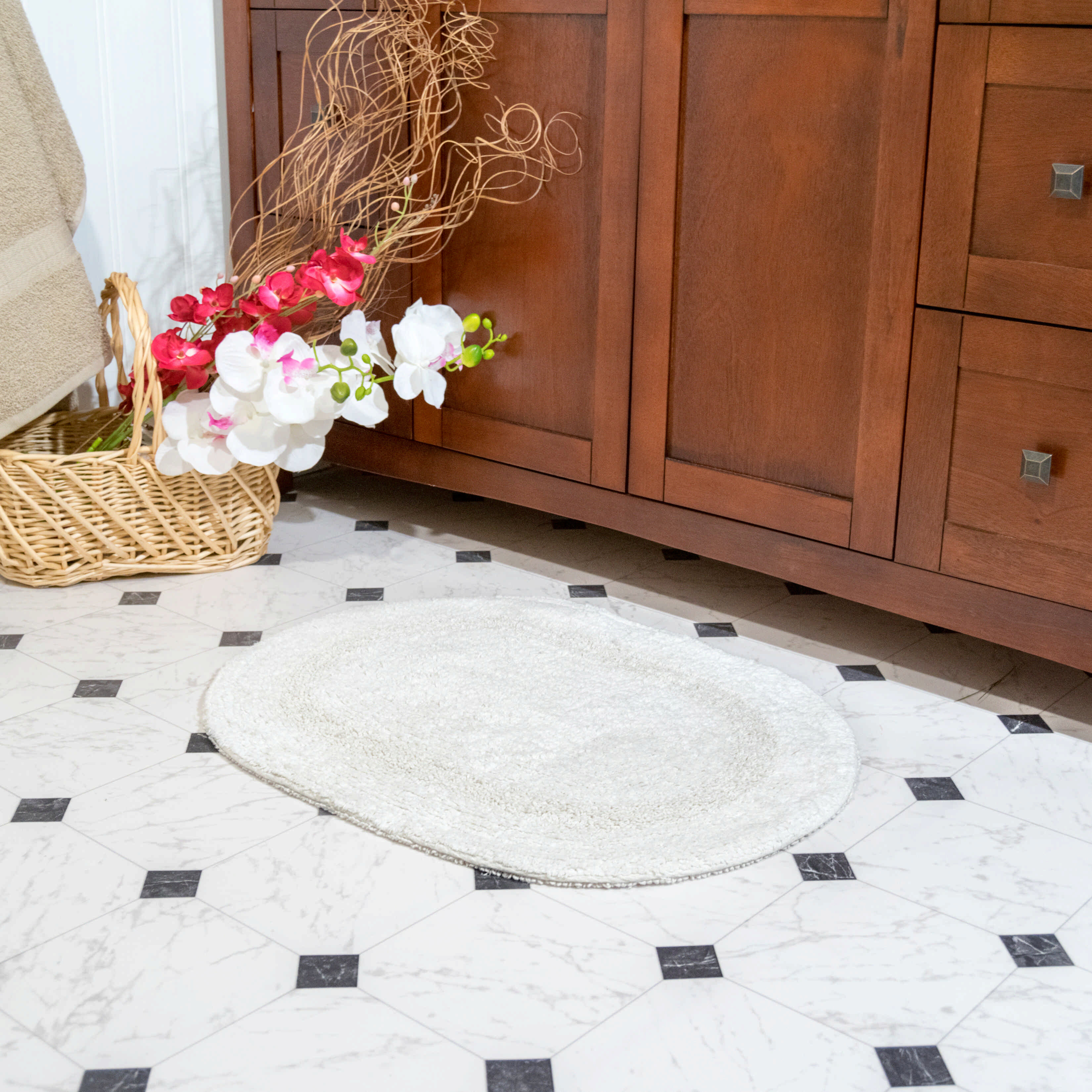 Marylee Rectangle 100% Cotton Reversible 2 Piece Bath Rug Set Red Barrel Studio Color: Ivory