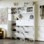 Armoire à chaussures multifonctionnelle basculante avec étagère de rangement et 6 tiroirs rabattables, grand arbre d'entrée avec portes en verre trempé, armoire de vestibule avec 4 crochets pour le couloir-1206205756