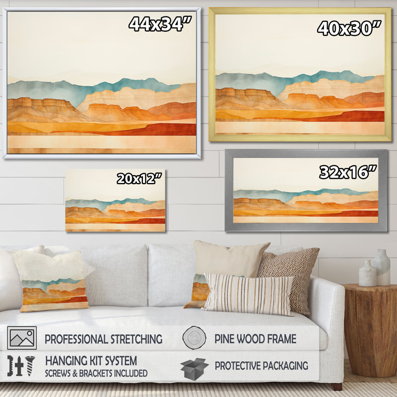 Bold Canyon View - Décoration murale Canyon, H 16 po x l 32 po x P 1 po, Cadre simple argenté