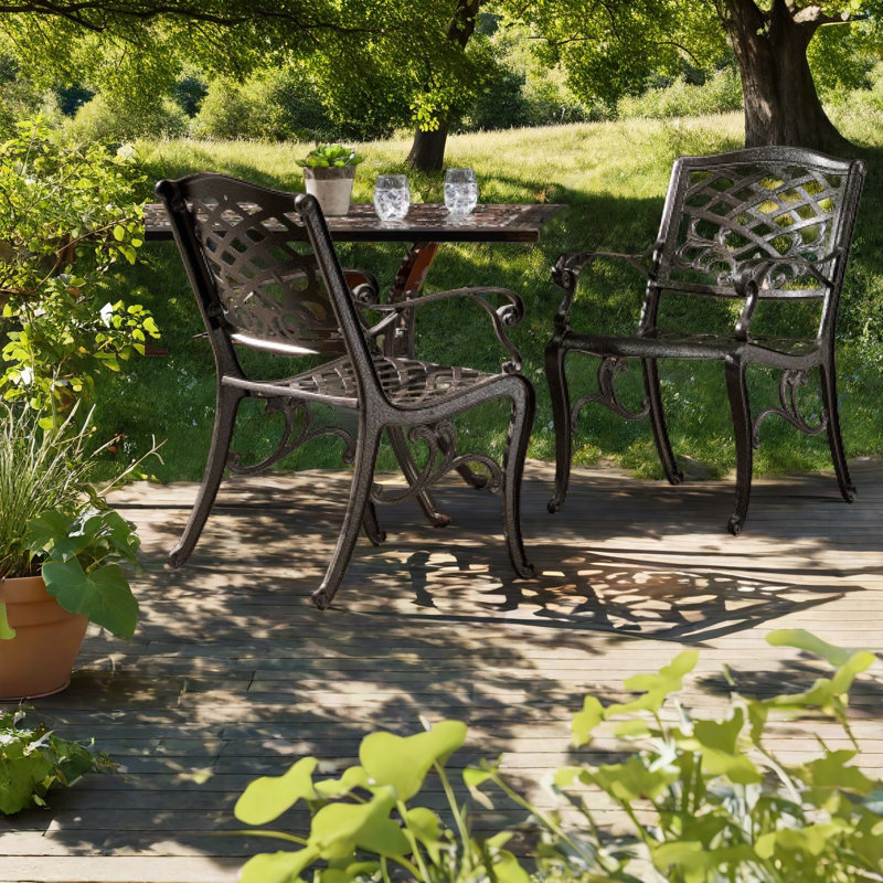 Chaises de patio durables, extérieur en aluminium coulé bronze traditionnel