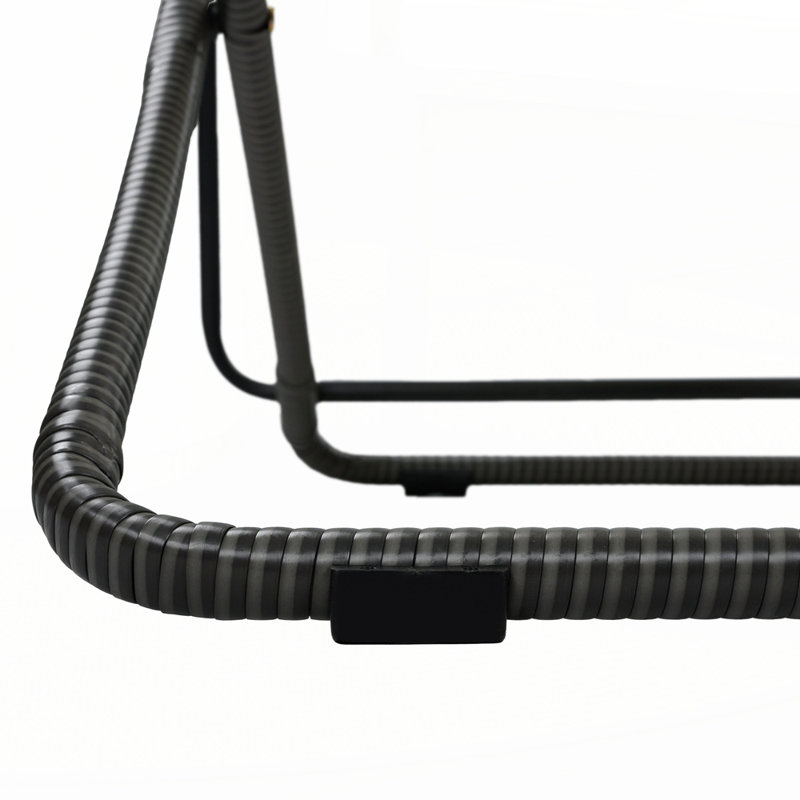 2-Pieces Outdoor Folding Chair, Rattan-Wrapped Patio Chair with Adjustable Backrest, Black