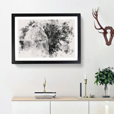 Wild Lioness Watercolour - Framed Print