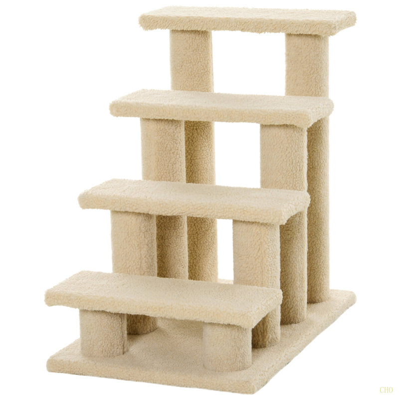 Arbre à chat avec plusieurs niveaux, Blanc, crème