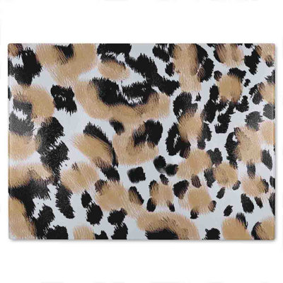 Leopard Spots Print Glass Chopping Board