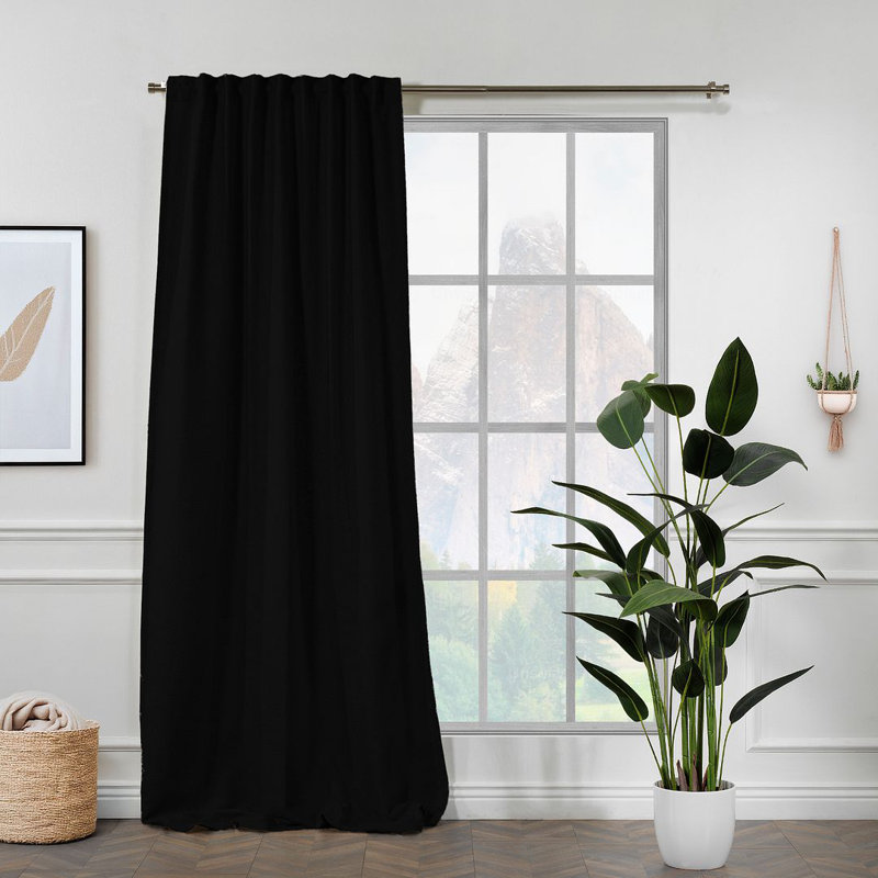 Extra Long & Extra Wide Polyester Decorative Curtain Single Panel, 52" W x 72" L, Black