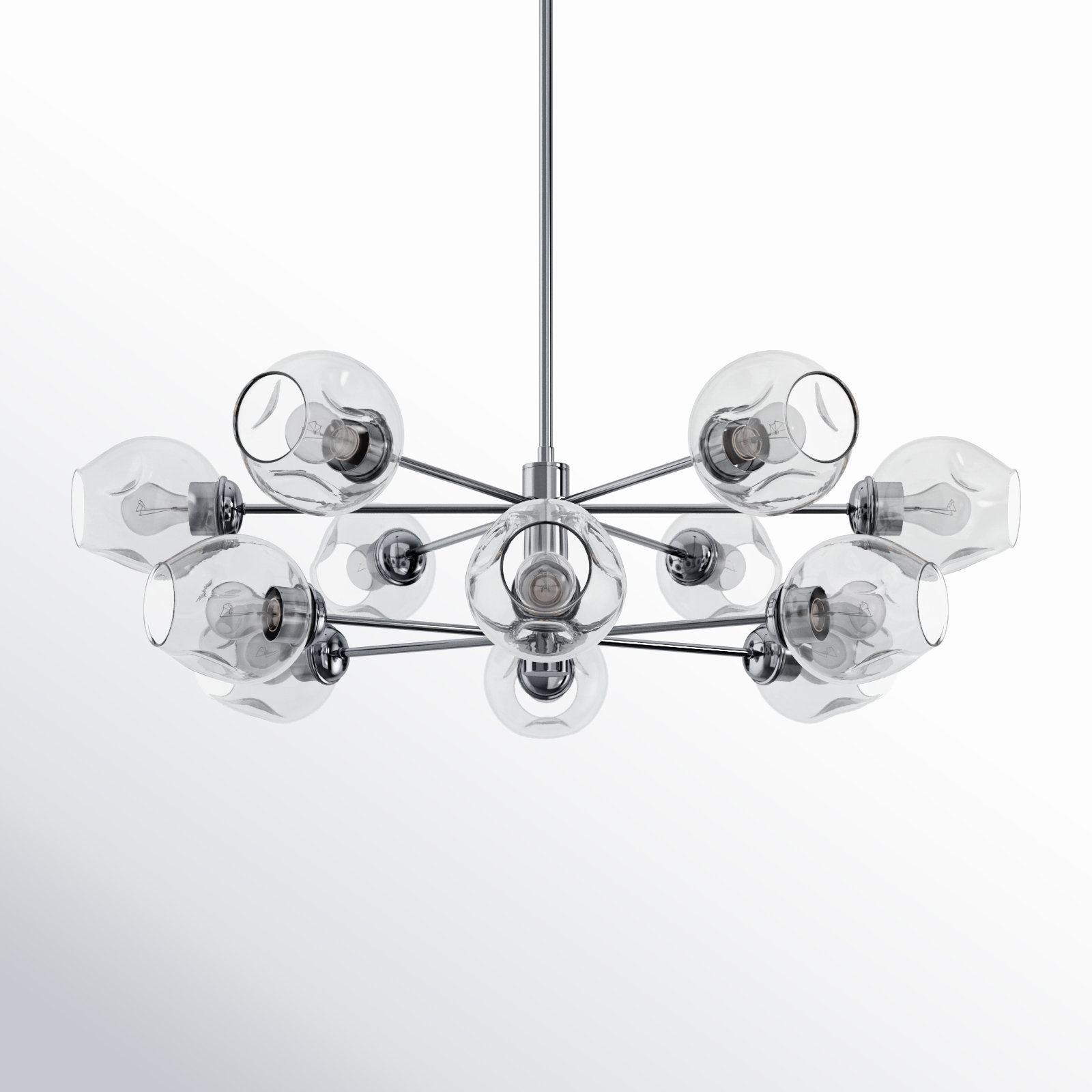 Anastasia 12 - Light Metal Dimmable Sputnik Chandelier, Polished Chrome, Clear