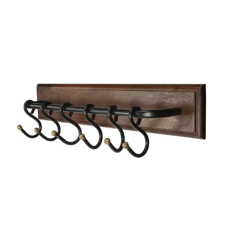 Haverly 6 - Hook Wall Mounted Coat Rack in Brown