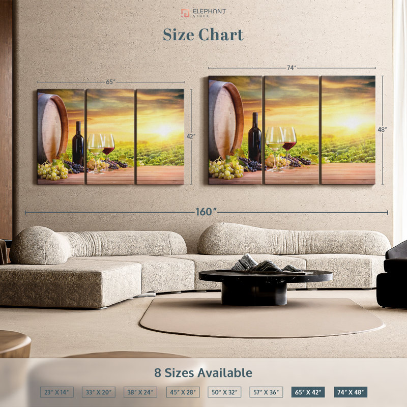 «Italian Vineyard Wine» sur toile, H 48 po x l 74 po