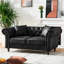 Fauteuil à 2 places moderne noir Mid-Century de 66 po avec structure en bois massif et en tissu de haute technologie, accoudoirs roulés, convient à un appartement, siège mi-moelleux, coussins décoratifs noirs, conception européenne