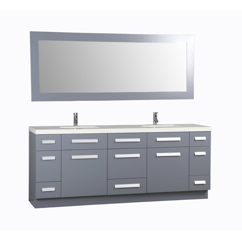 84'' Double Bathroom Vanity with Quartz Top