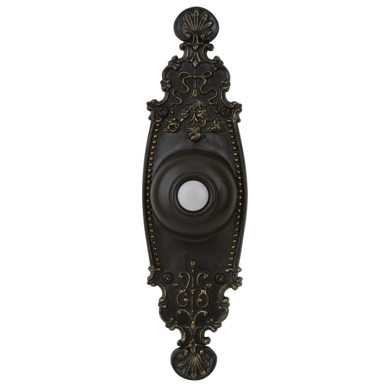 Bouton-poussoir ovale traditionnel monté en surface en bronze antique