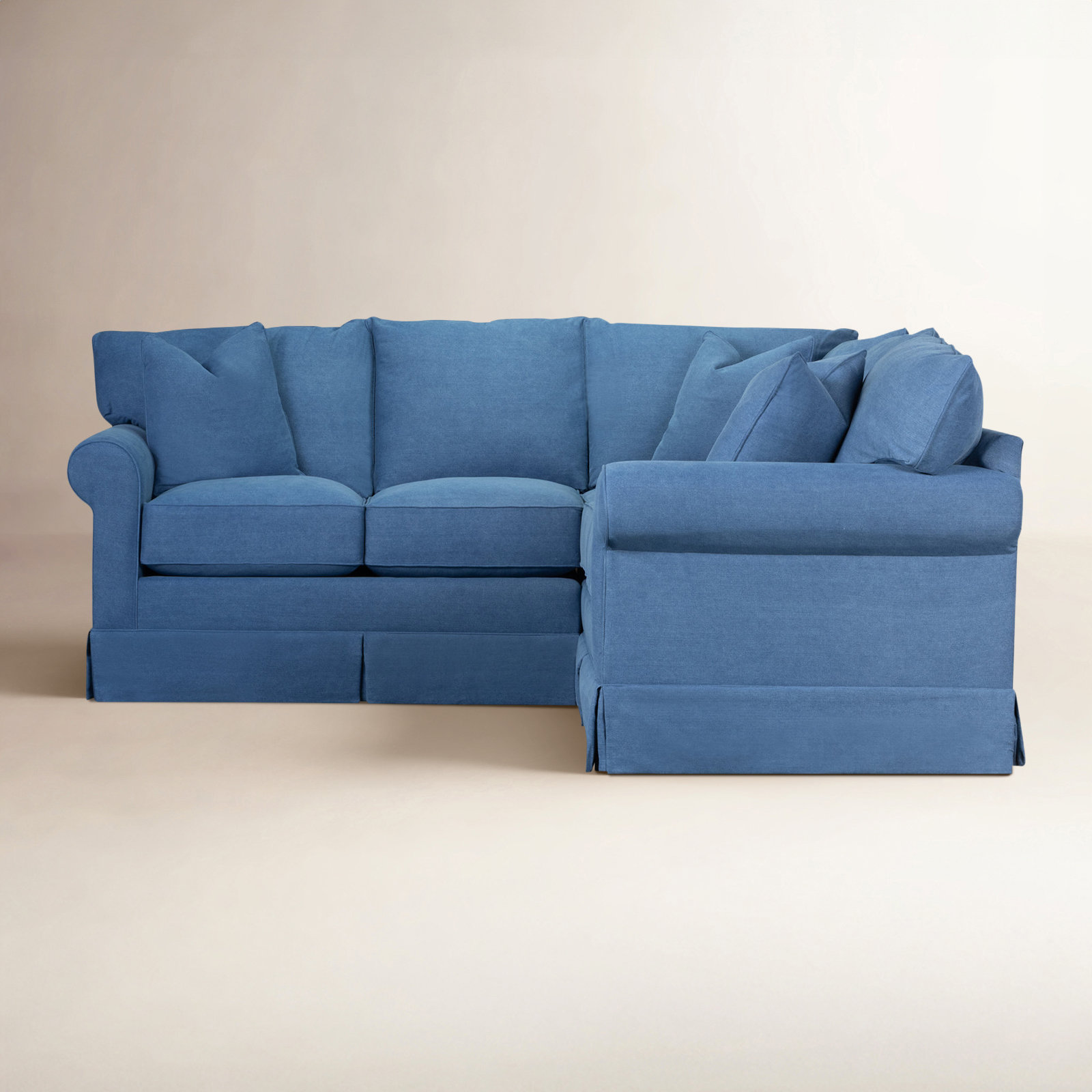 Friedman Upholstered L-Sectional, Classic Indigo Denim