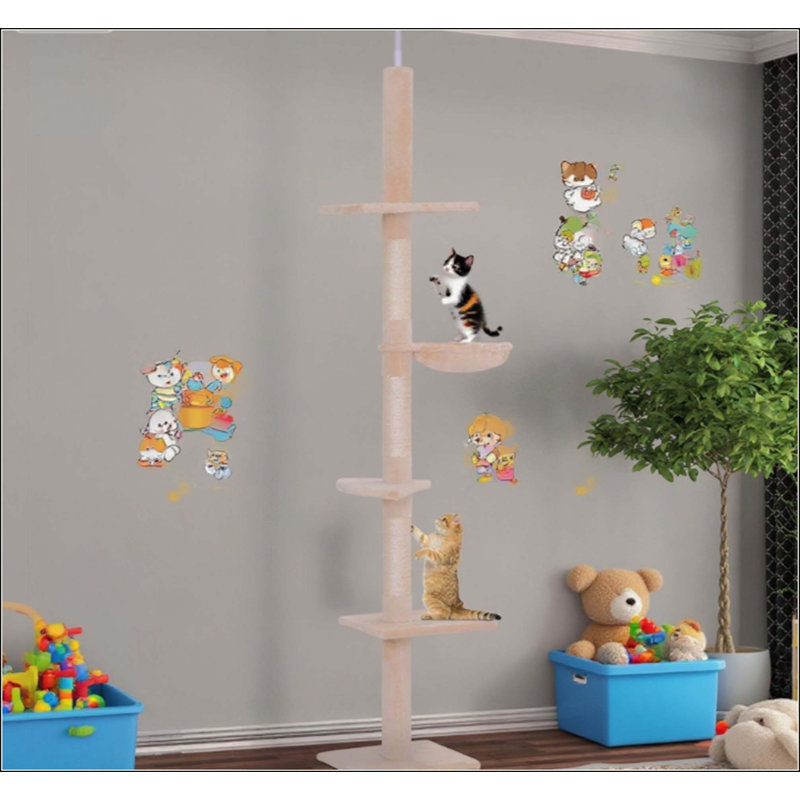 Tour d'escalade verticale à hauteur réglable pour chat, Beige