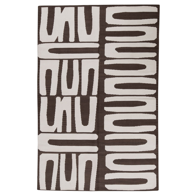 Tapis rectangulaire en laine à tissage plat