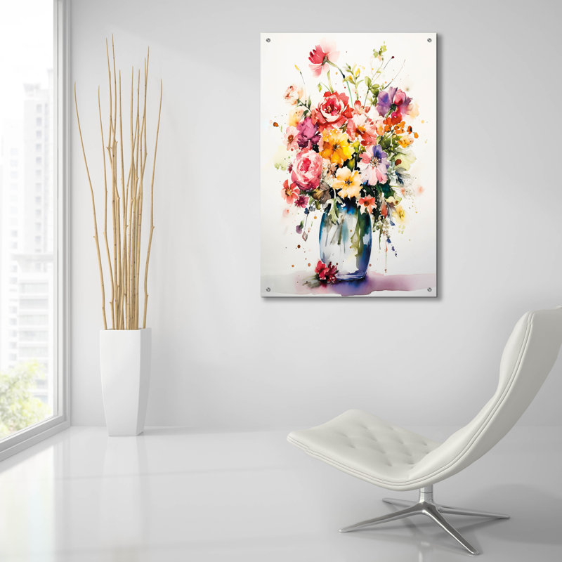 Art mural en verre Winston Porter «Vibrant Bouquet» par Design Fabrikken, H 36 po x l 24 po x P 0,2 po