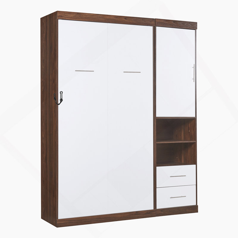 Lit escamotable simple avec armoire murale, blanc