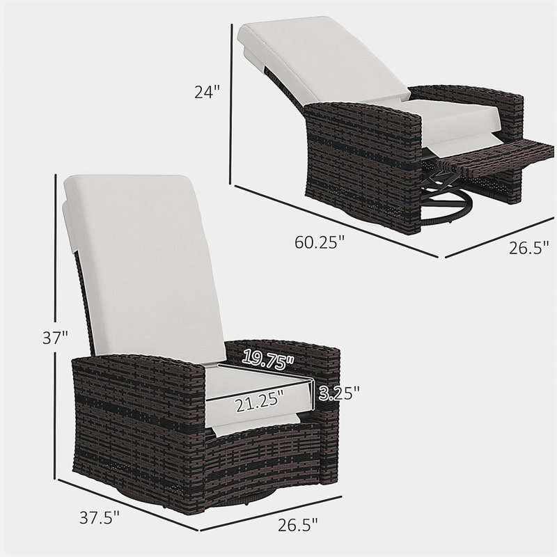Fauteuil inclinable pivotant en osier, Kaki