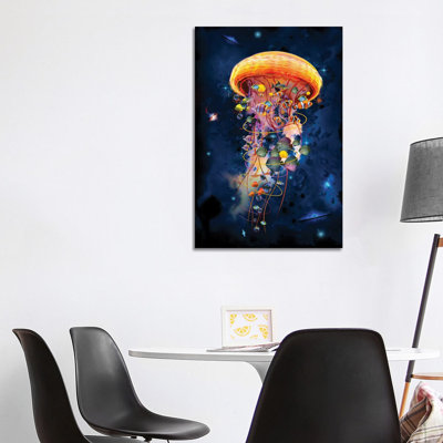 Electric Jellyfish Worlds Galaxys by David Loblaw - Wrapped Canvas Painting