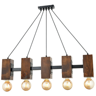 5 - Light Walnut/Black Kitchen Island Pendant