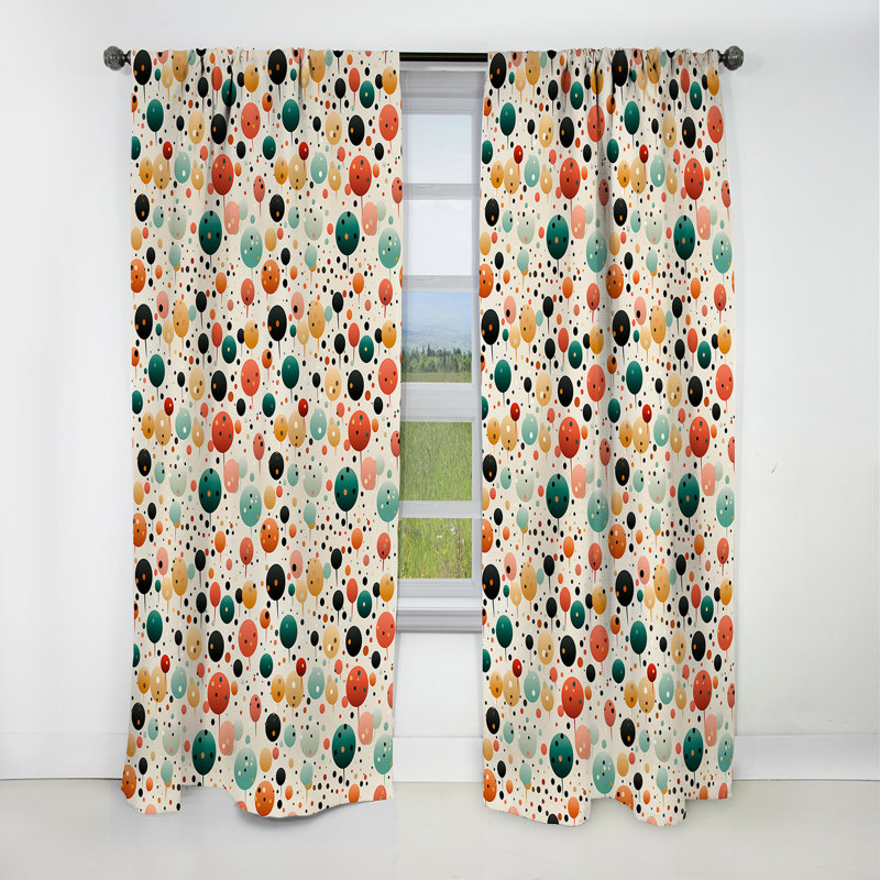 Motif à pois multicolore vibrant I - Rideau abstrait - Rideau occultant - 1 panneau, L 52 po x L 120 po