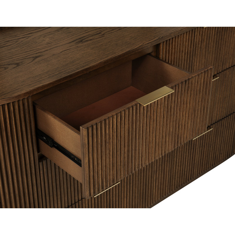 Queensbury Solid Wood Fluted Dresser, Brown