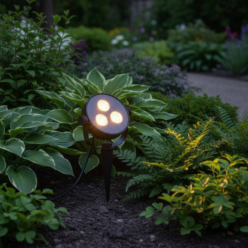 UltraBeam 18 Watt LED High Output Round Black Ground Spike Light - IP65 - 1500 Lumens 