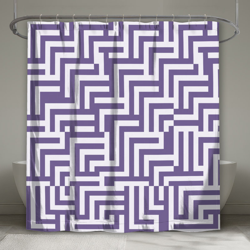 Rideaux de douche Labyrinth, L 70 po x H 84 po, Moyen mauve blanc