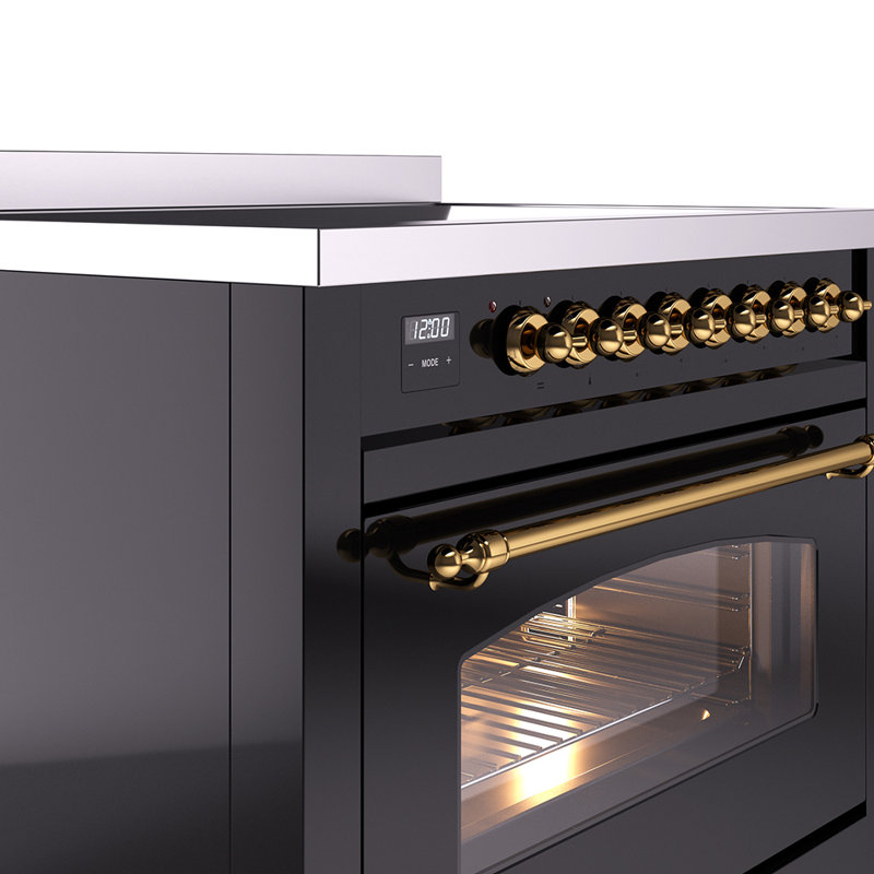 ILVE Nostalgie II 36 in Induction Range, Glossy Black/Brass
