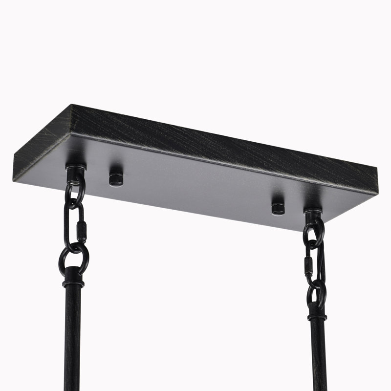 Lustre linéaire en bois naturel et métal noir Minonk 