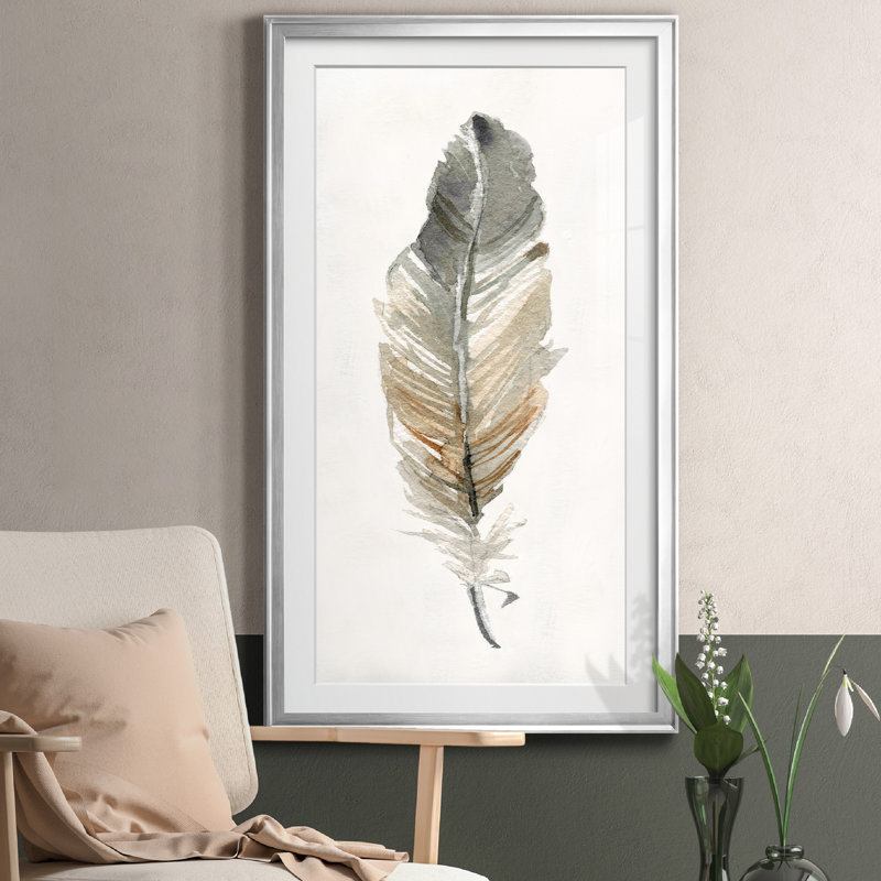 " Neutral Feather I ", 26.5" H x 14.5" W, Silver