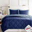 Édredon bleu marine / bleu simple / simple TG avec taies décoratives en rayonne 3M