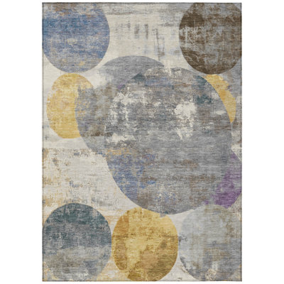 Machine Washable Indoor/Outdoor Chantille ACN2381 Circles Rug