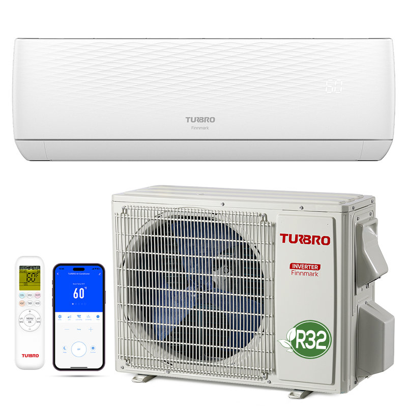 TURBRO 12,000 BTU White Ductless Mini Split Inverter AC with Heat Pump