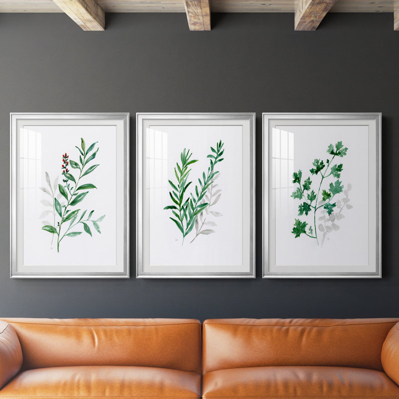 Freshly Picked I - Ensemble de 3 reproductions de cadres photo, H 26,5 po x l 109,5 po x P 1,5 po, Argent