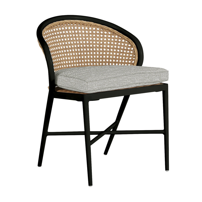 Havana Side Chair, Welt, Black, Linen Chambray