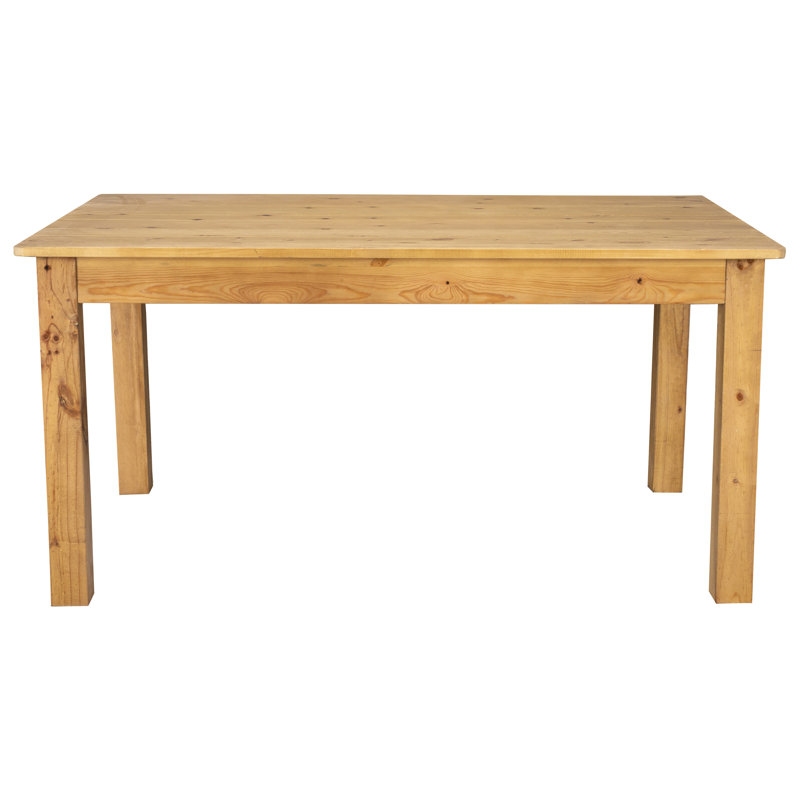 Dejon Rectangular Solid Pine Farmhouse Dining Table, Light Natural, 38"W x 60"L