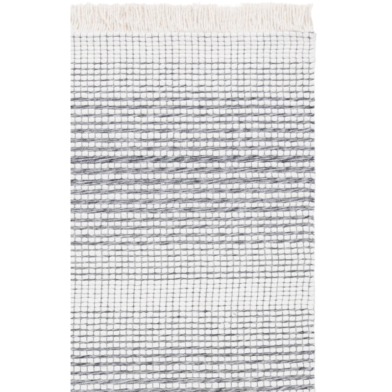 Tapis ivoire / noir en laine tissé à la main Marbella, Tapis de couloir 2 pi 3 po x 8 pi