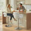 Swivel Upholstered Adjustable Height Counter Stool with Metal Frame-1624013732