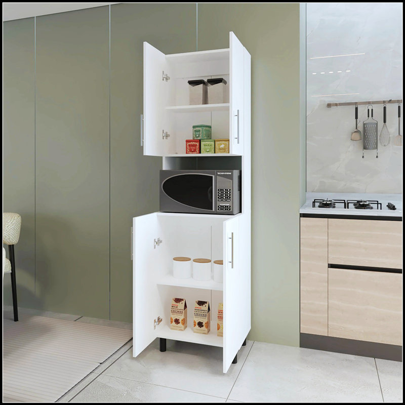 Garde-manger double avec rangement ouvert et dissimulé, parfait pour les cuisines modernes et organisées