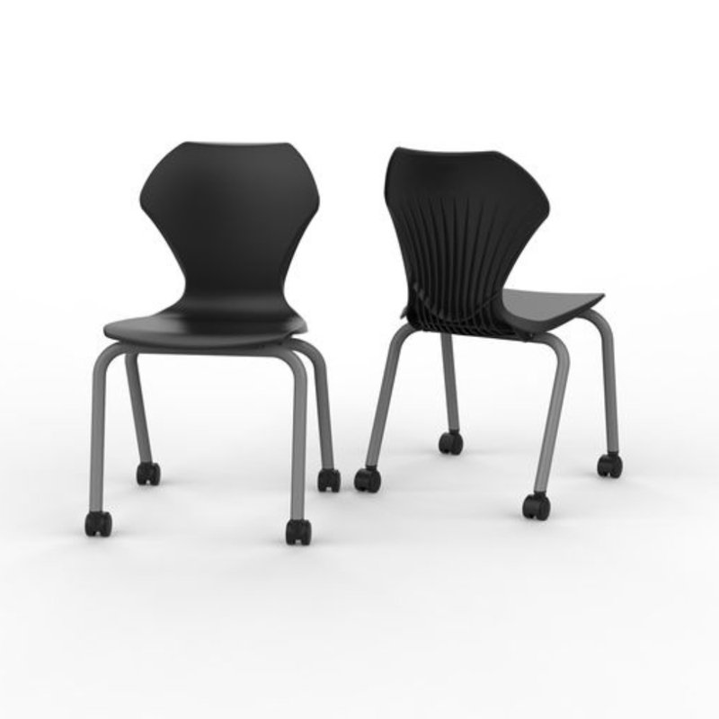 Chaise de classe avec roulettes Apex Series, Gris, Noir, 18"