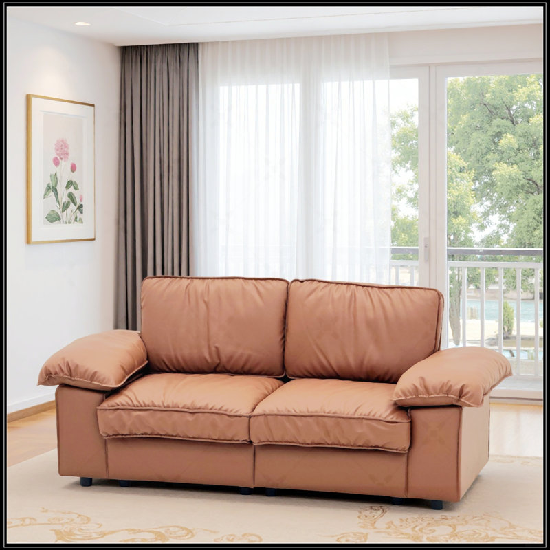 Canapé de rangement en similicuir brun 78,74 pouces