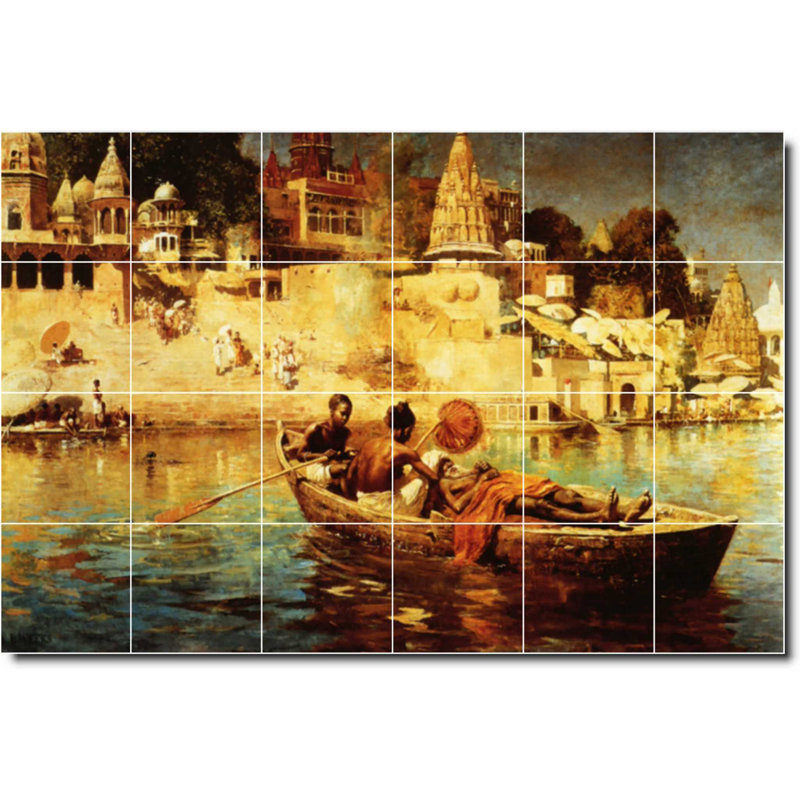 Carrelage mural décoratif en céramique 72 po x 48 po 12 po x 12 po, Edwin Week's Waterfront, peinture W09620