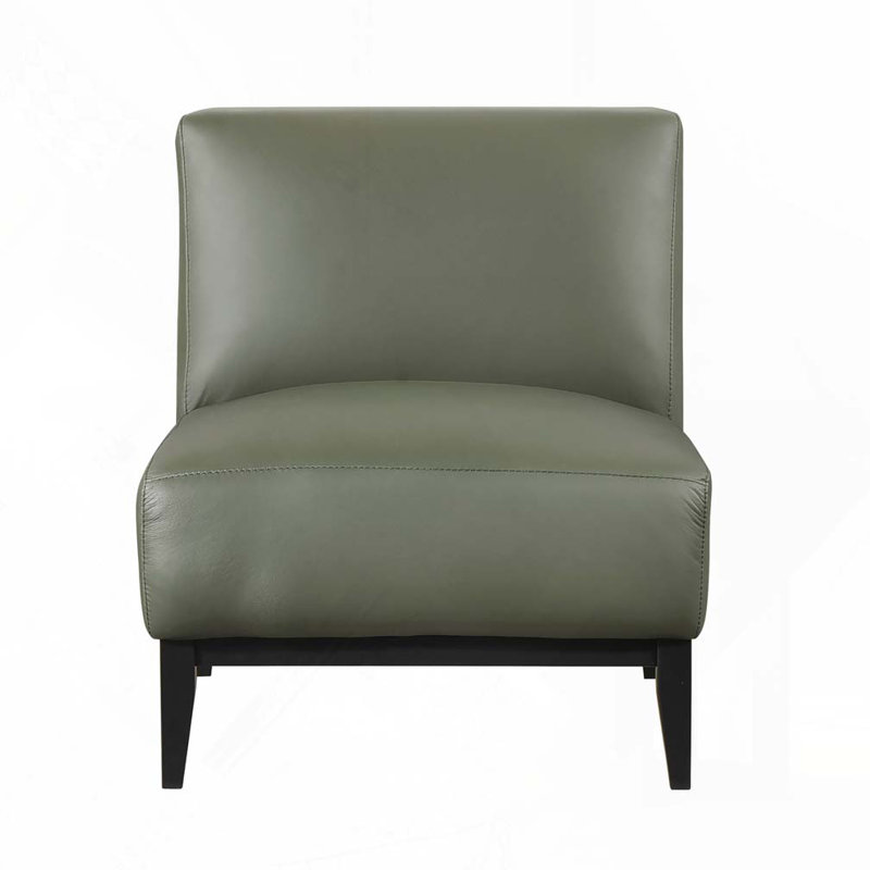 Leather Solid Wood Accent Chair