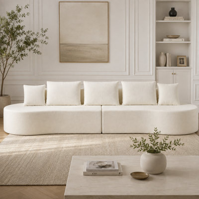 Canapé modulaire incurvé moderne de 138,6 pouces, canapé 2 pièces en forme de L avec mousse à haute densité compressée, canapé en tissu faisant face à la gauche ou à la droite pour le salon, le salon et le bureau personnel